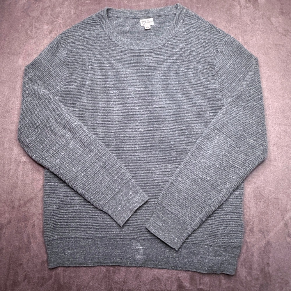 J Crew Shirt Mens Green Textured Knit Crew Neck Sweater‎ Size Large 100% Cotton